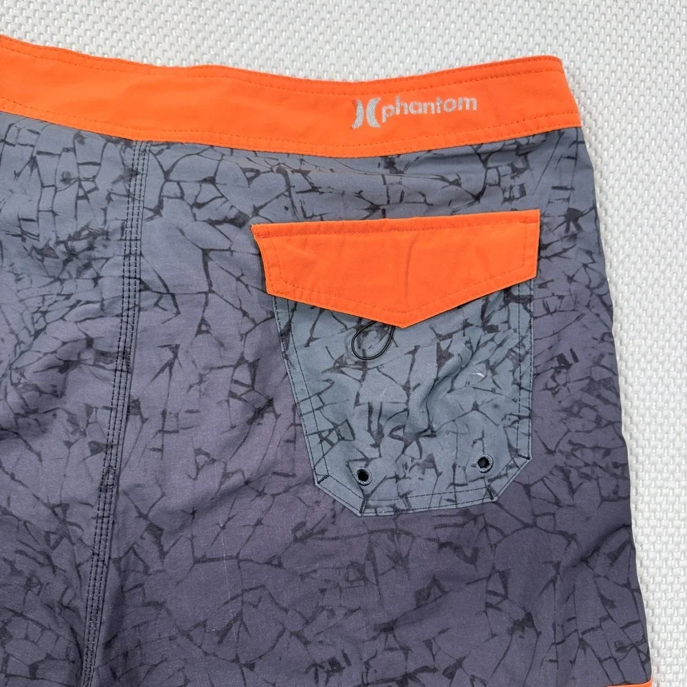 Hurley Phantom JJF Board Shorts Mens 36 L Grey Orange Cracked Ice Swim Trunks 21